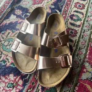 Brand new metallic  rose gold Birkenstocks arizona size 43